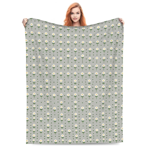Daisy Throw Blanket Flannel Daisy Floral Design All Season Soft Warm Plush Home Decor for Couch and Bed 50x40
