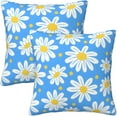 thumbnail image 1 of Daisy Throw Pillow Covers Set of 2 Soft Pillow Case Protectors with Zipper Standard Size Pillowcase Square for Bed, Sofa, Living Room, Outdoor (16"x16"), 1 of 1