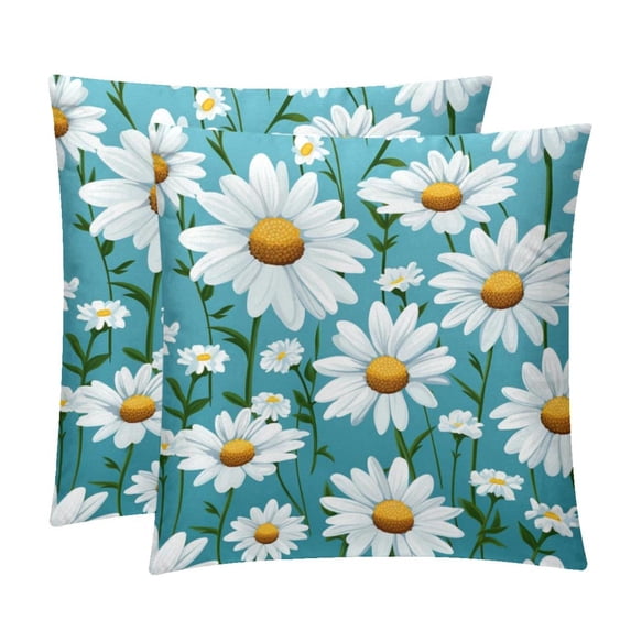Daisy Throw Pillow Inserts Set Covers of 2 Decorative Velvet Throw Pillows with Unique Patterns - 16x16, 18x18, 20x20 Inches for Home Decor and Gifts