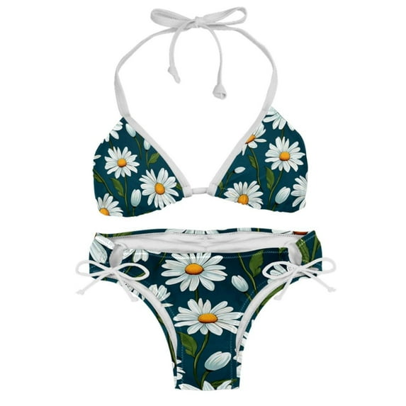 Daisy Two-Pack Bikini Set with Detachable Sponge and Adjustable Strap, for Beach and Swimming Suit Scenes