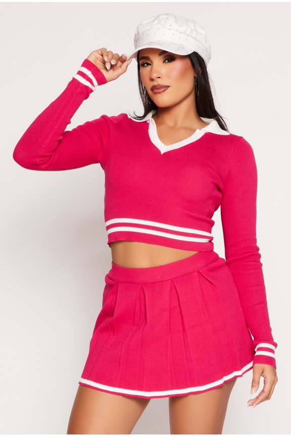 Womens Daisy Varsity Stripe Detail Crop Top