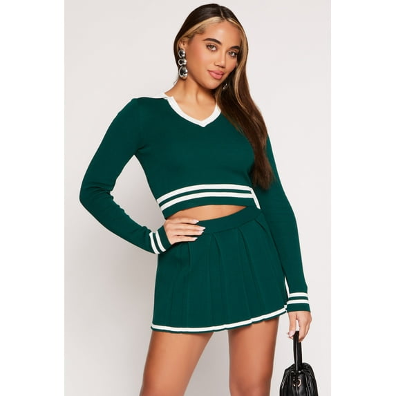 Womens Daisy Varsity Stripe Detail Crop Top