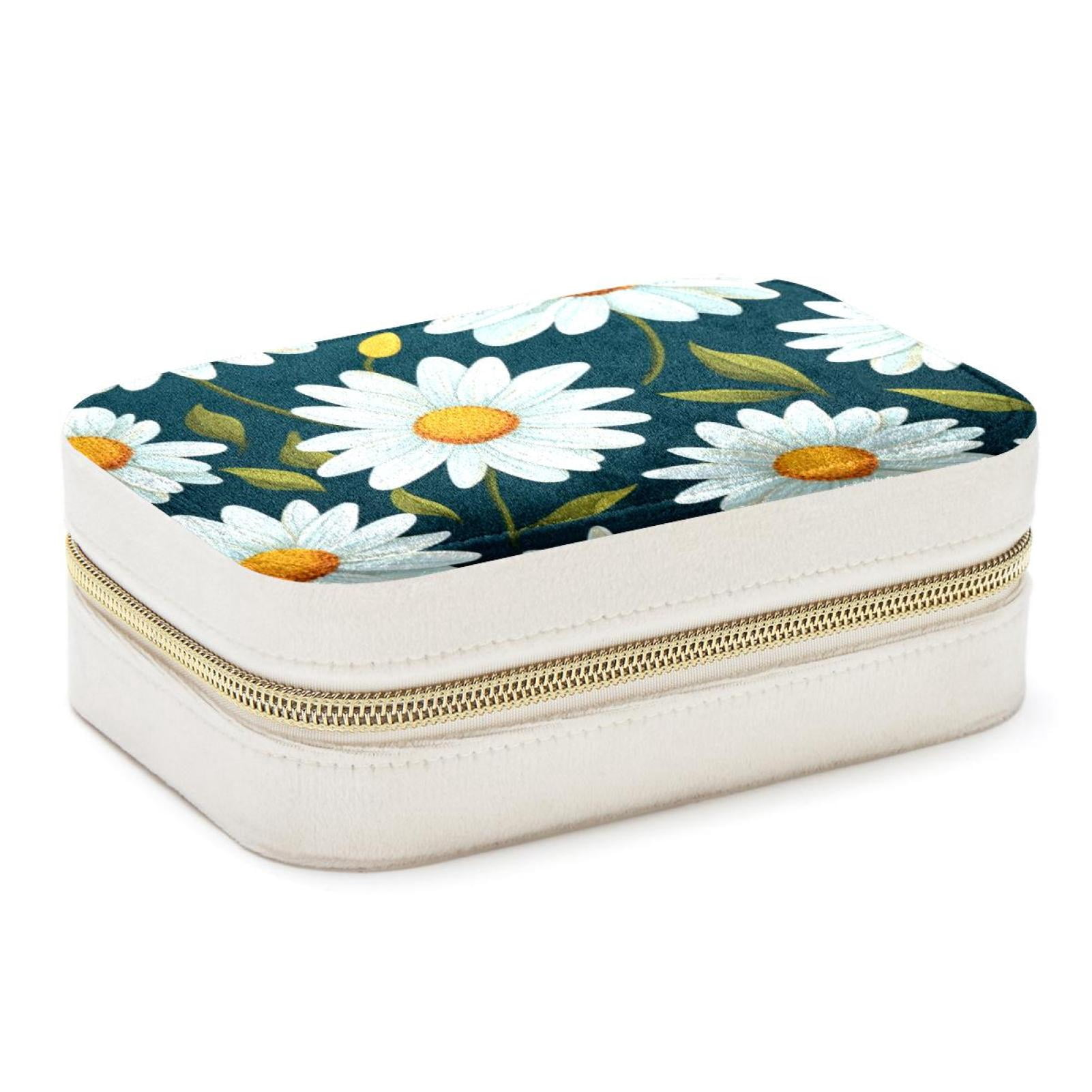 Daisy Velvet Portable Decorative Box with Removable Compartment ...