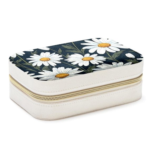 Daisy Velvet Portable Necklace Organizer with Removable Compartment - Display Case, Earring Organizer, and Necklace Holder - Gift