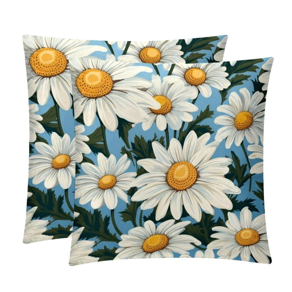 Daisy Velvet Throw Pillow Covers with Unique Patterns - Set of 2 Throw Pillow Inserts Included for Home Decor, 16x16, 18x18, 20x20 Inches