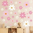 thumbnail image 1 of Daisy Wall Decal Flower Wall Sticker Cute Daisy Sticker Pink White Flower Decal Peel and Stick Floral Wallpaper for Nursery Bedroom Home Decor 12 Sheets Pink, 1 of 6