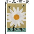 thumbnail image 1 of Daisy Welcome Burlap Garden Flag Double Sided Premium Fabric Bee on a Wild White Daisy Outdoor Decoration Banner for Yard Lawn 12.5" x 18", 1 of 6