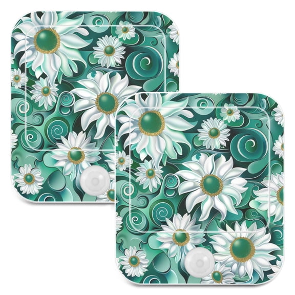 Daisy White Blue 2 Pack LED Motion Sensor Night Light Plug into Wall Auto Dusk to Dawn Adjustable Brightness for Kids Bedroom Hallway Nursery Room