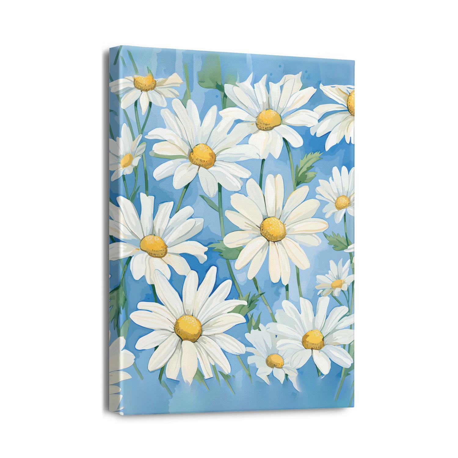 Daisy White Blue Cute Daises Floral (1) Wall Art Bathroom Pictures Wall ...