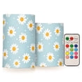thumbnail image 1 of Daisy White Dots Pattern Flameless LED Candle Set with Remote, Battery Operated Color Changing Pillar Candles, Set of 2, 1 of 7