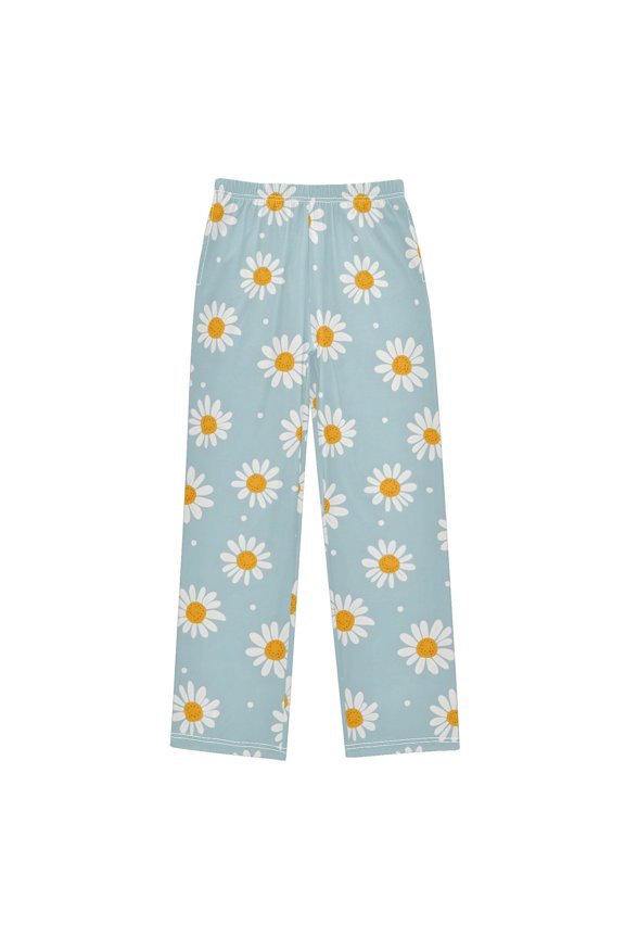 Daisy White Dots Pattern Pajama Pants Soft Lightweight Lounge Pants Bottoms Sleep Pants Warm Comfy