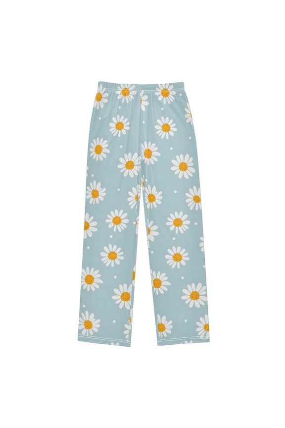 Daisy White Dots Pattern Pajama Pants Soft Lightweight Lounge Pants Bottoms Sleep Pants Warm Comfy