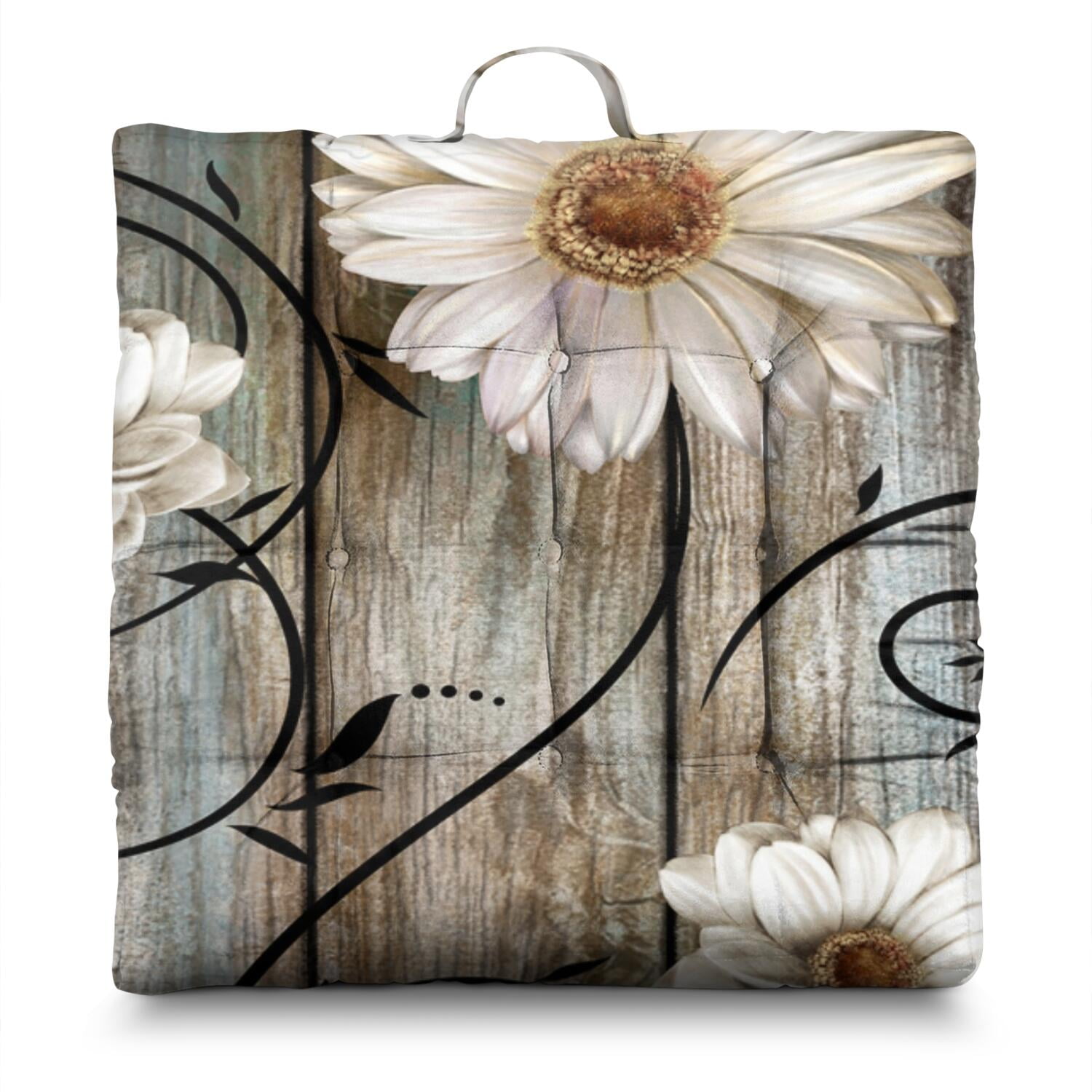 Daisy Wildflower Floor Sitting Pad - 24" Square Yoga Meditation Cushion ...
