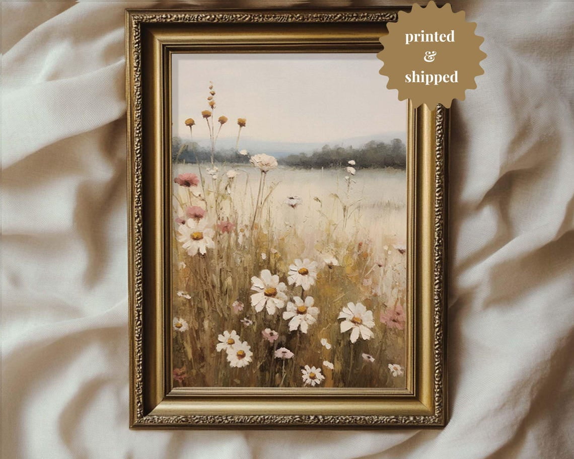 Daisy Wildflower Wall Art Print With Vintage Cottagecore Floral Decor ...
