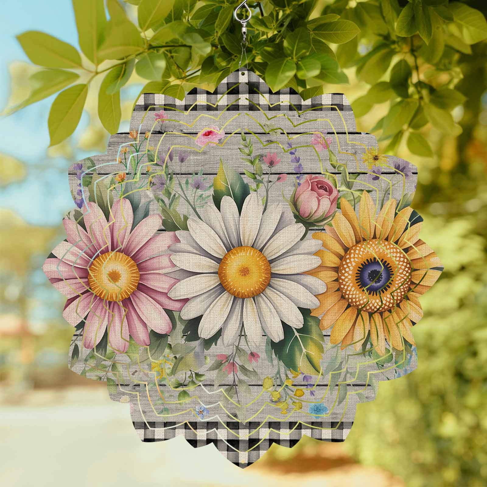 Spring Wind Spinner Daisy Wind Spinner for Garden Yard 12In, Spring Pink White Yellow ...