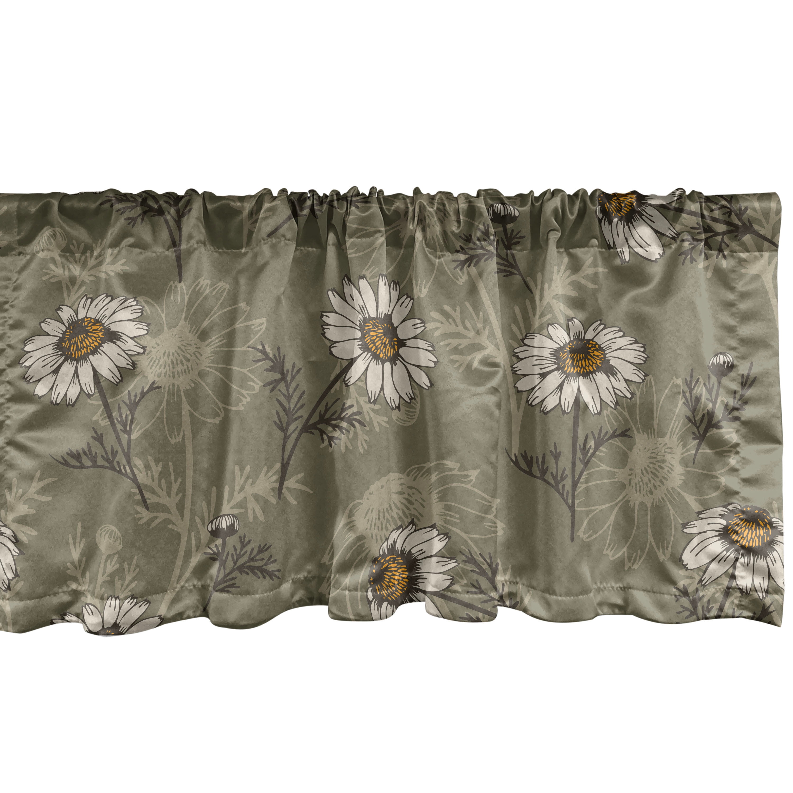 Daisy Window Valance, Retro Themed Garden Bloom of Chamomiles Vintage ...
