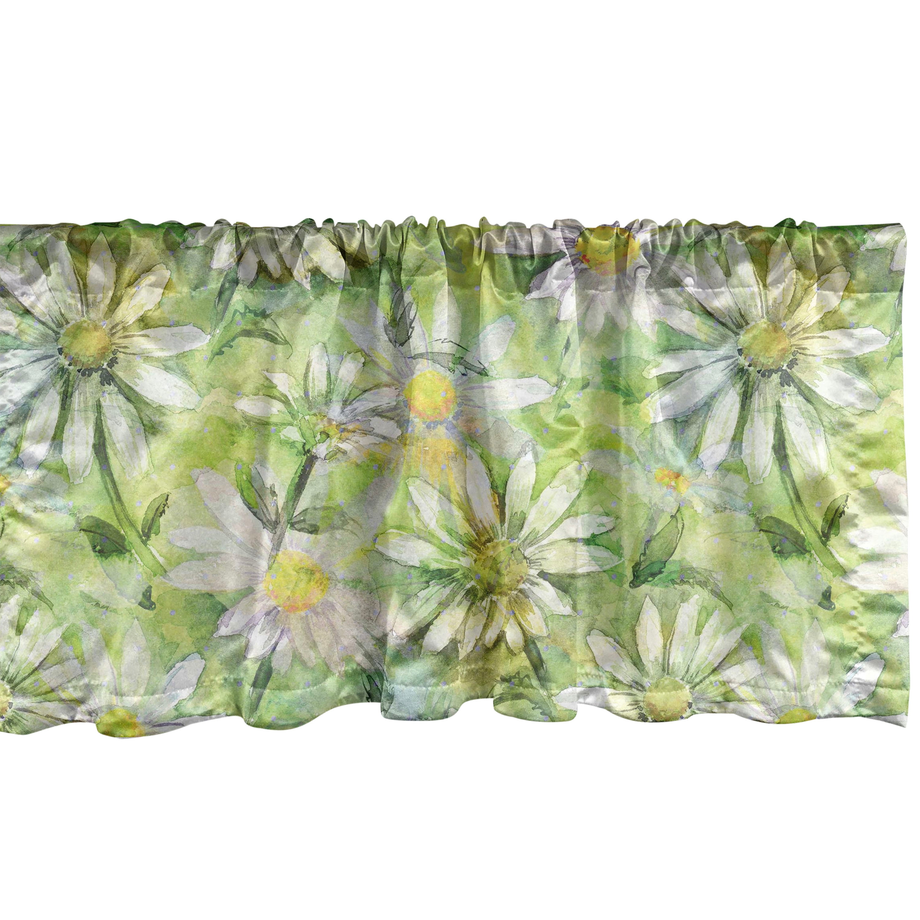 Daisy Window Valance, Watercolor Design Pattern of Chamomile Flowers ...