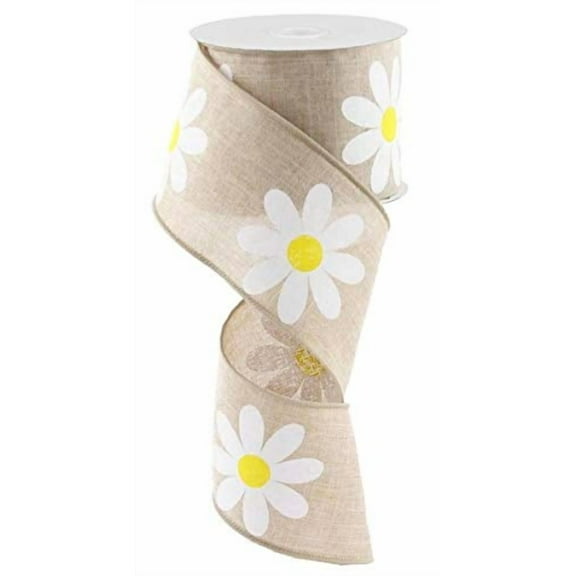Daisy Wired Ribbon, 2.5 Inches x 100 feet, Spring, Flower, Mother Flower, Mother, Easter RG03650NE