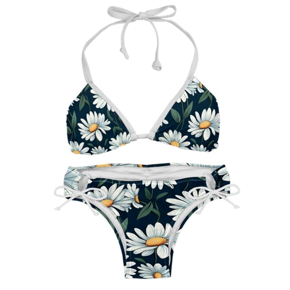 Daisy Women's One-Piece Swimsuit Bikini Set with Detachable Sponge and Adjustable Strap, Two-Pack, for Swimming Scenes