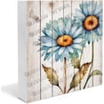thumbnail image 1 of Daisy Wooden Box Sign Spring Themed Gifts Funny Floral Office Sign Shabby Chic Kitchen Decor Rustic Desk Decor for Men Wood Block Signs For Shelf Desk Decoration 7x7 in, 1 of 6