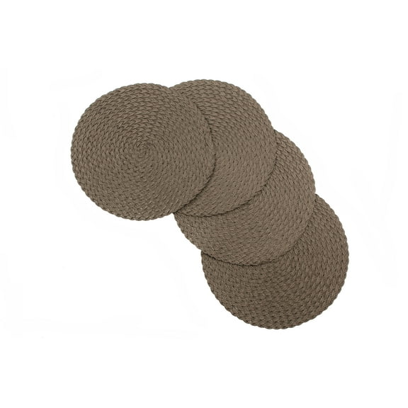 Daisy Woven Braided Table Placemats 15 Inches Round Set of 4 Non-Slip Dining & Kitchen Table Mats Charcoal