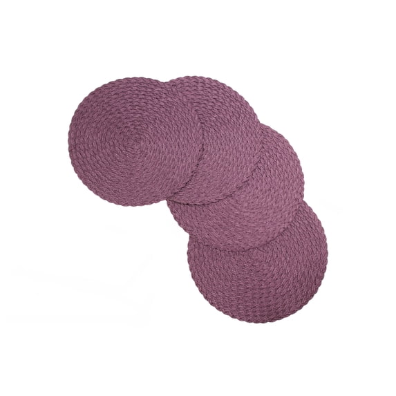 Daisy Woven Braided Table Placemats 15 Inches Round Set of 4 Non-Slip Dining & Kitchen Table Mats Purple