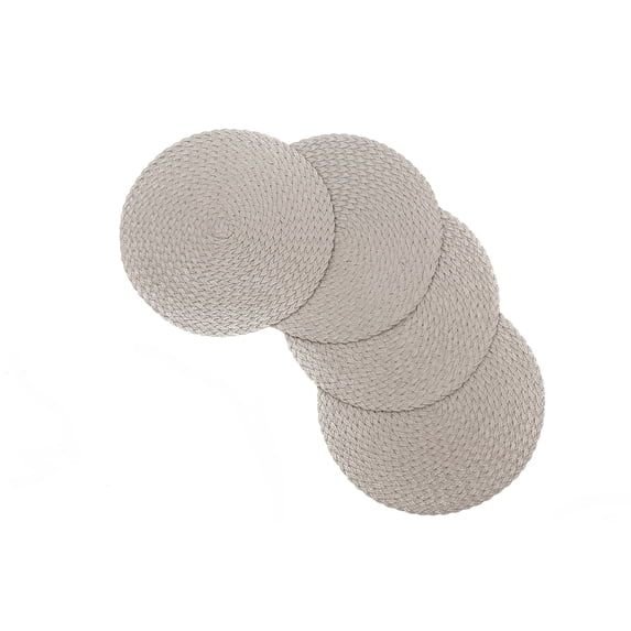 Daisy Woven Braided Table Placemats 15 Inches Round Set of 4 Non-Slip Dining & Kitchen Table Mats Silver