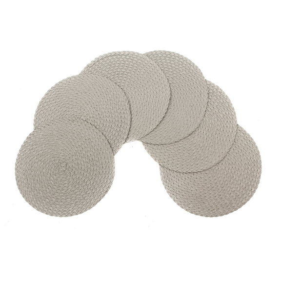 Daisy Woven Braided Table Placemats 15 Inches Round Set of 6 Non-Slip Dining & Kitchen Table Mats Silver