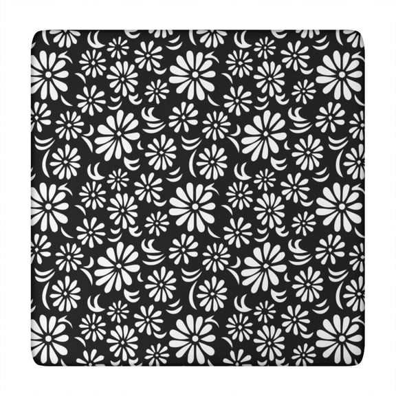Daisy and Bee Illustration Tablecloth - Elastic Fitted Square Cover, Rustic & Windproof (Summer, 34x34)