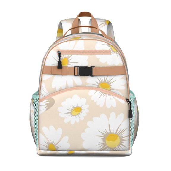 Daisy and Butterfly Waterproof Backpack - Rustic School Bag with Durable Construction & Side Pockets