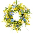 thumbnail image 1 of Northlight Daisy and Cosmos Floral Spring Wreath - 24" - Yellow and Blue, 1 of 6