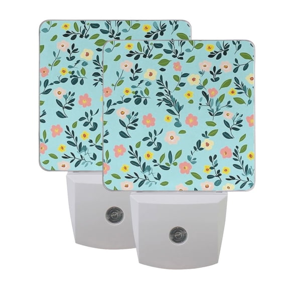 Daisy and Leaf Figure LED Night Light with Smart Sensor Plug Into Wall Dusk to Dawn 2 packs