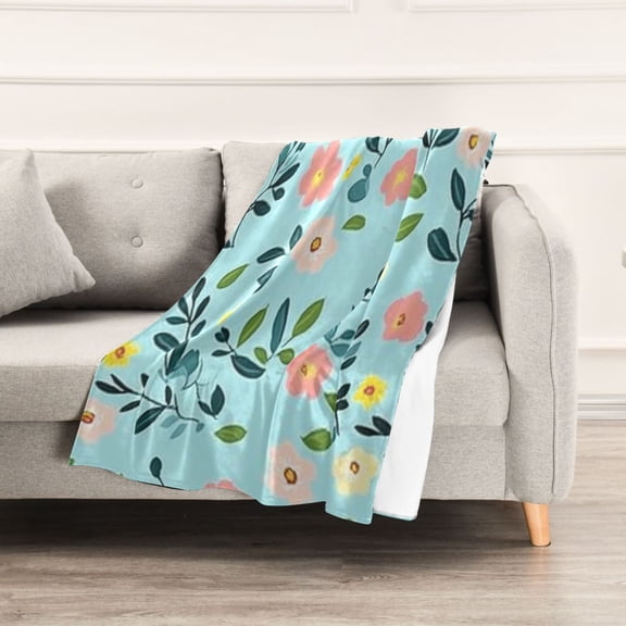 Daisy and Leaf Figure Throw Blanket 60" x 90" Soft and Warm Blankets for Couch Sofa and Bed