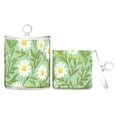 thumbnail image 1 of Daisy and Leaf Pattern Translucent Plastic Cotton Swabs Canisters Large Medium Set, 1 of 6