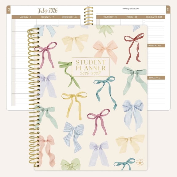 Daisy by bloom daily planners 2026-2027 Academic Student Planner, Column Layout, 7" x 9", Monthly & Weekly, Bows
