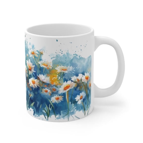 Daisy coffee mug Cozy tea cups Daisy ppuccino ceramic mug Cute daisy pottery Watercolor Cup Engaget gift Wedding gift.