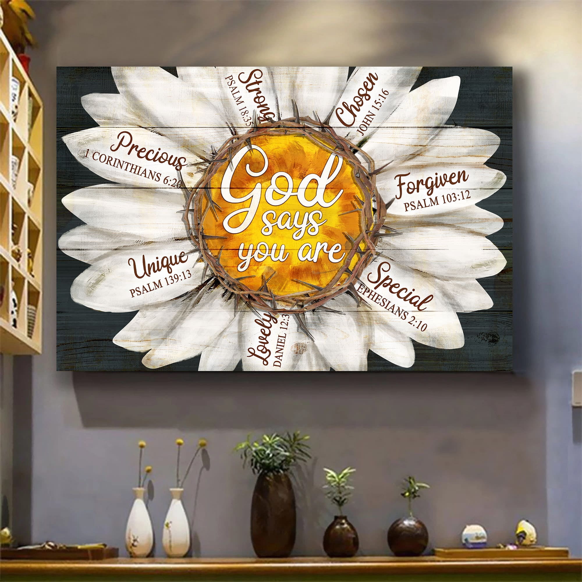 Daisy flower, God says you are - Jesus Landscape poster Prints, Wall ...