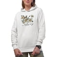 thumbnail image 1 of Daisy in Love Pun Quote with Daisies & Butterflies Art Merch Gift, White Hooded Sweatshirt or Hoodie, Small, 1 of 5