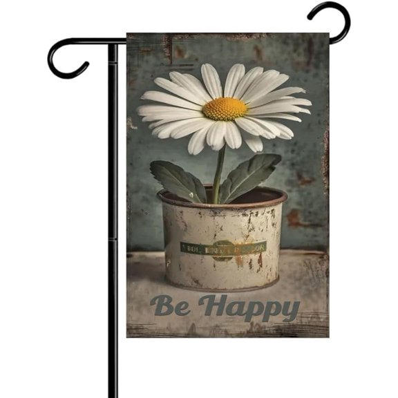 Daisy in old Pot Double-Sided Garden Flag 12x18 Fall Yard Decor, Outdoor Garden Welcome Flag for Lawn, Farm and Patio Banner