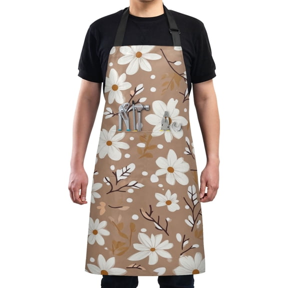 Daisy on Brown Chef Kitchen Apron with Pockets for Women Waterproof Aprons for Cooking Baking