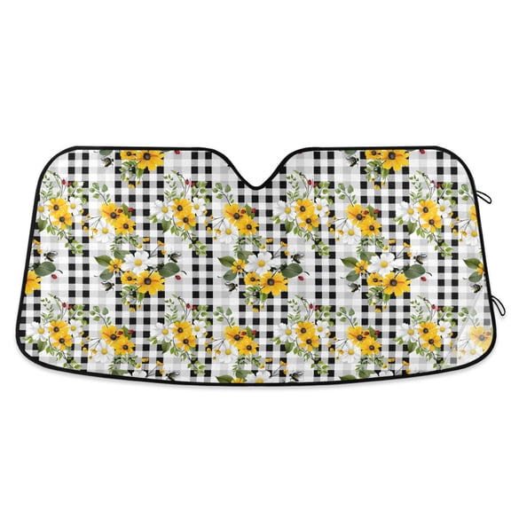 Daisy with Insects Car Windshield Sun Shade Foldable Car Front Window Visor Heat and UV Protection 53x23.5