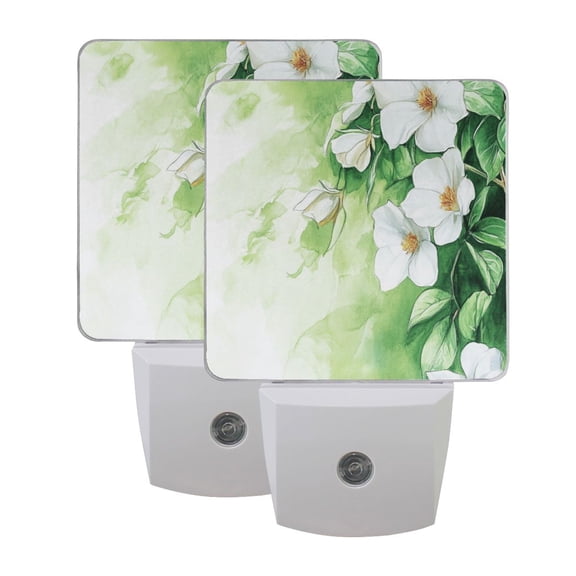 Daisy with Leaf Border LED Night Light with Smart Sensor Plug Into Wall Dusk to Dawn 2 packs