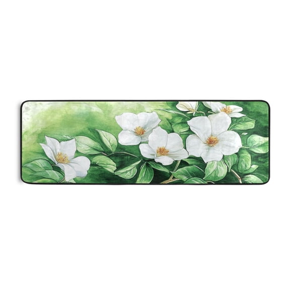 Daisy with Leaf Border Runner Rug for Hallways Kitchen Non Slip 2'x 6' Washable Hall Carpet for Bedroom Entryway Laundry Room