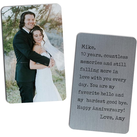 Daisyco Gifts Custom Photo Wallet Insert, Personalized Metal Picture Card for Anniversary & Deployment