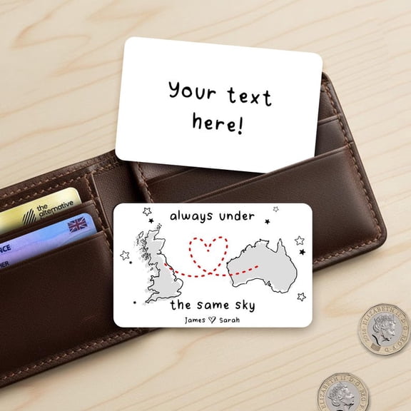 Daisyco Gifts Double Sided Long Distance Relationship Metal Wallet Card Custom Moving Away Gift