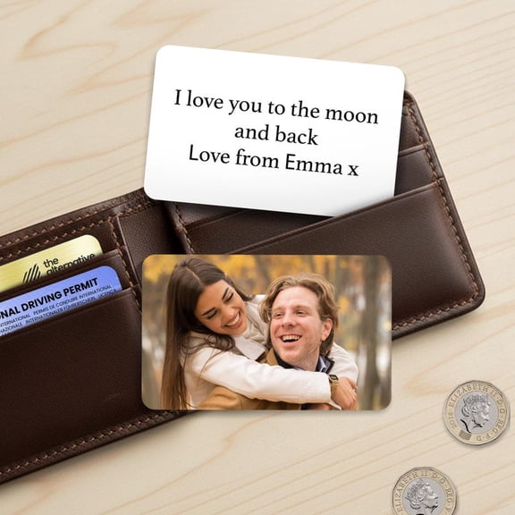 Daisyco Gifts Double Sided Personalized Photo Metal Wallet Card Custom Aluminum Gift For Boyfriend Anniversary