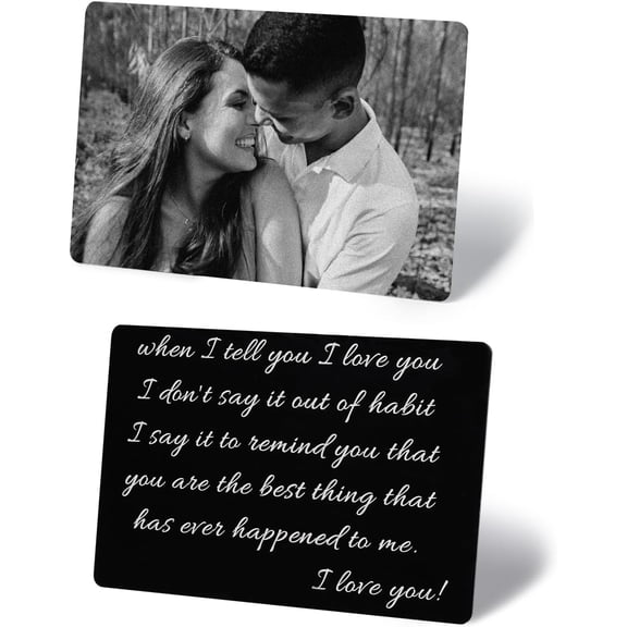Daisyco Gifts Personalized Metal Wallet Card with Picture, Custom Photo Text Engraved Gift