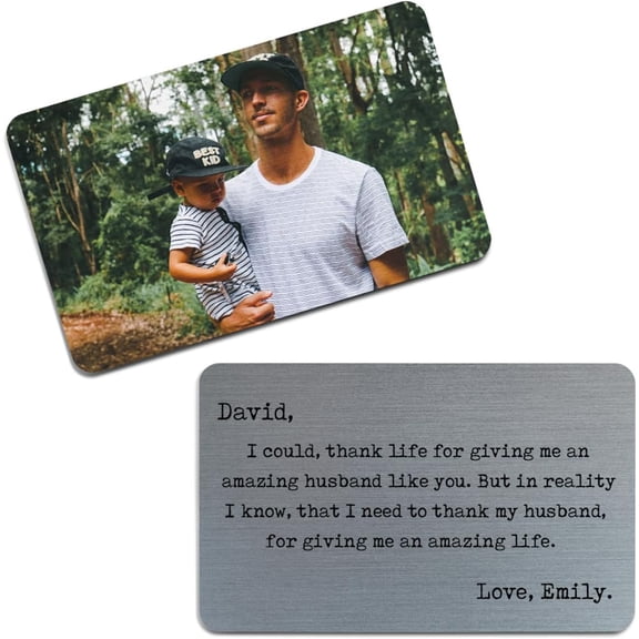 Daisyco Gifts Personalized Picture Metal Wallet Card, Custom Photo Engraved Gift for Husband Boyfriend