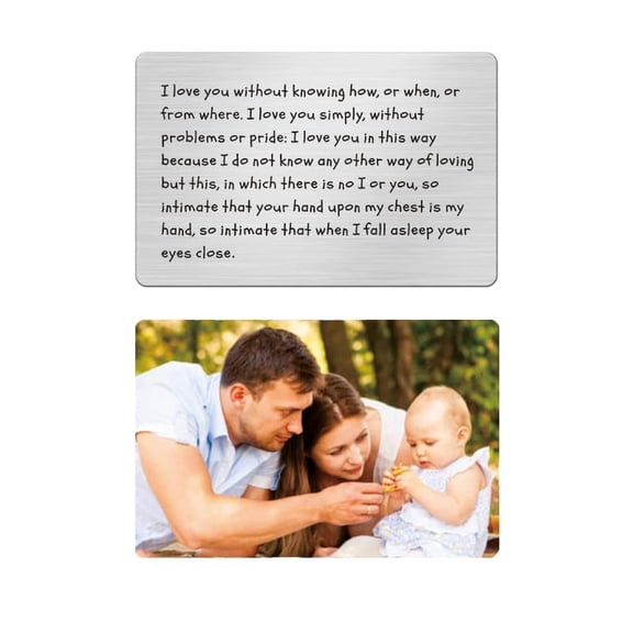 Daisyco Gifts Personalized Picture and Text Wallet Metal Card, Custom Color Print Anniversary Love Note
