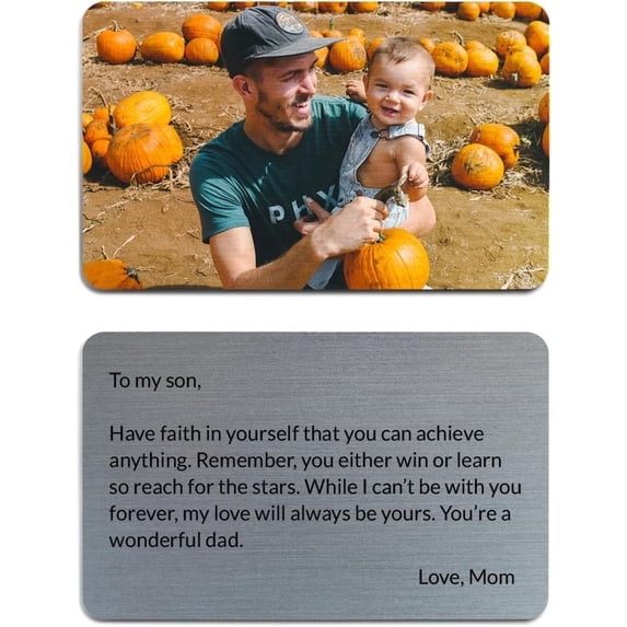 Daisyco Gifts Personalized Wallet Card with Picture, Engraved Metal Insert for Husband, Military Deployment Gift